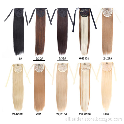Pure Color Silk Straight Clip-In Ponytail Hair Extension
